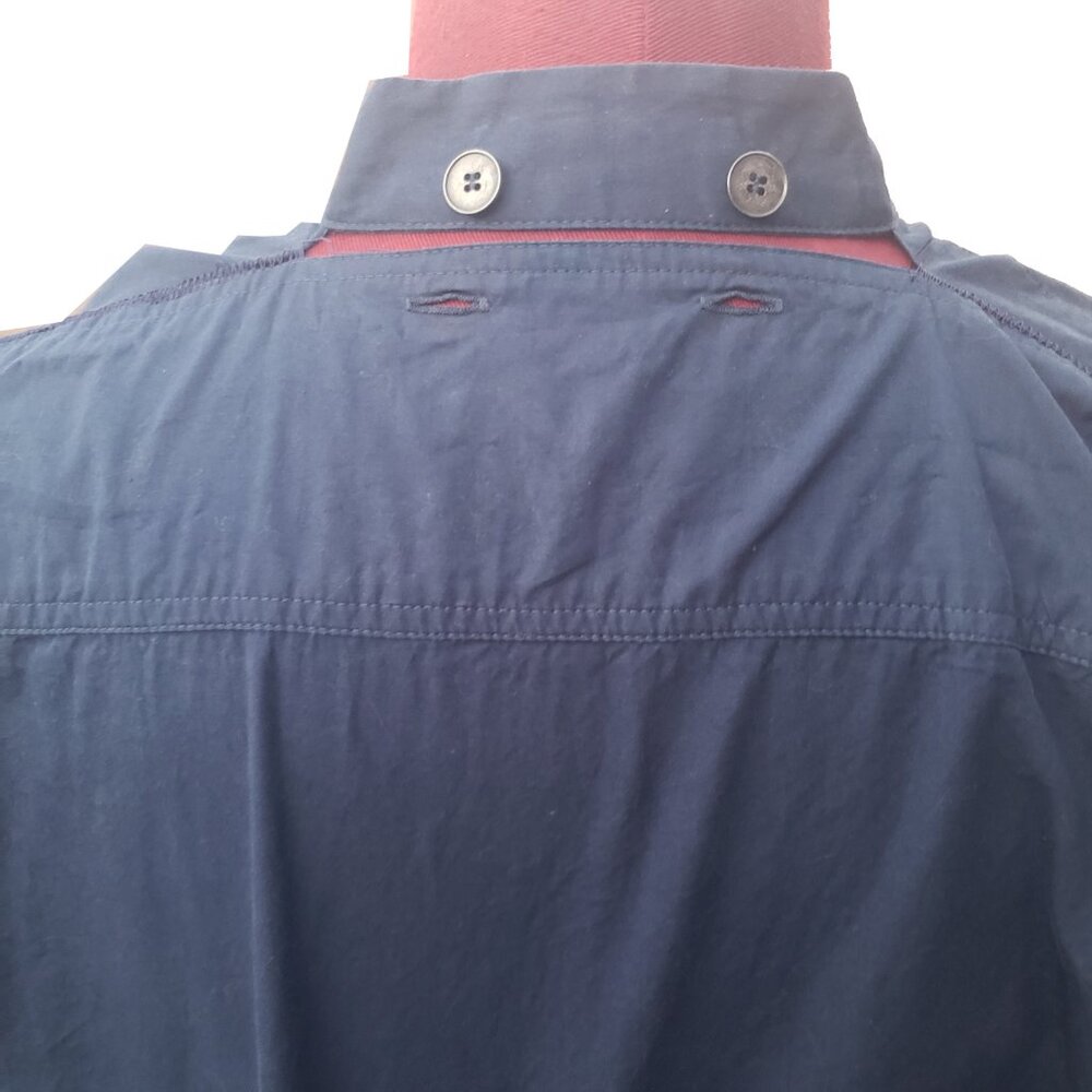 Nehera Shirt Dress 8 Navy Band Collar Long Sleeve Pockets Popover Tunic - Picture 8 of 12